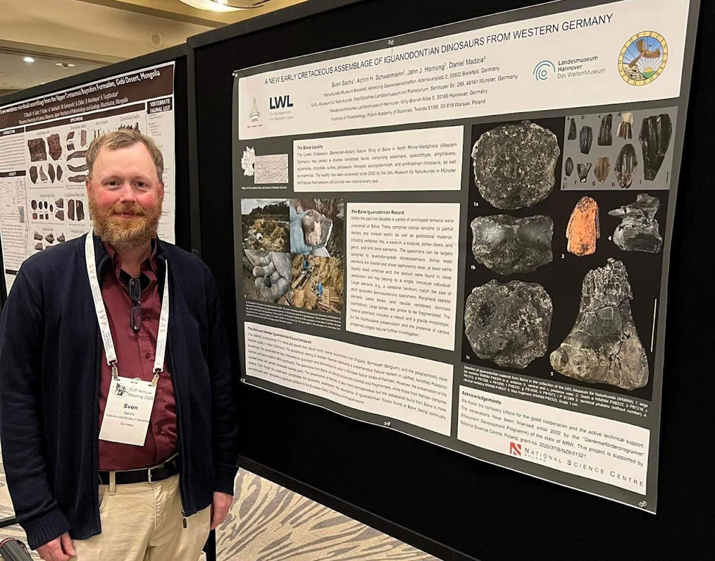 Me with our poster on ornithopod material from Germany at the SVP conference in Toronto