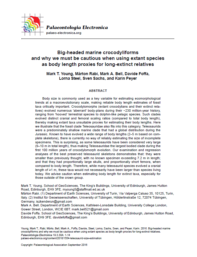 Big-headed marine crocodyliforms and why we must be cautious when using extant species as body length proxies for long-extinct relatives pdf