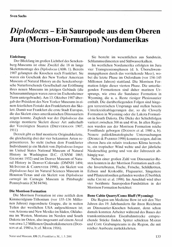 Diplodocus – Ein Sauropode aus dem Oberen Jura (Morrison-Formation) Nordamerikas pdf