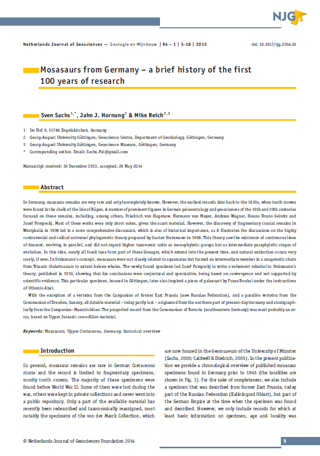 Mosasaurs from Germany – a brief history of the first 100 years of research pdf